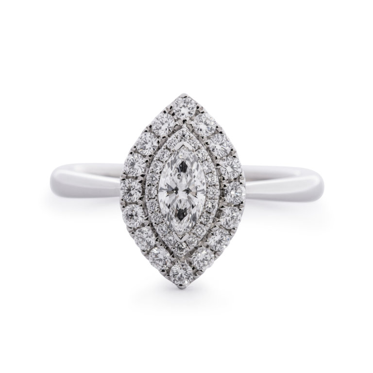Marquise Cut 0.32ct Diamond Double Halo Ring - Image 3