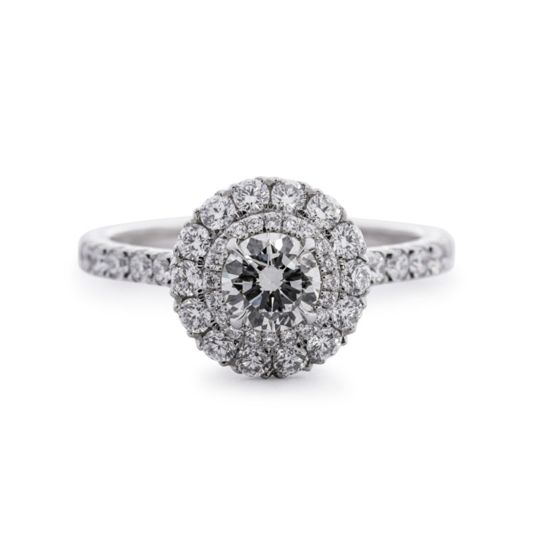 Brilliant Cut 0.50ct Diamond Double Halo Ring - Image 3