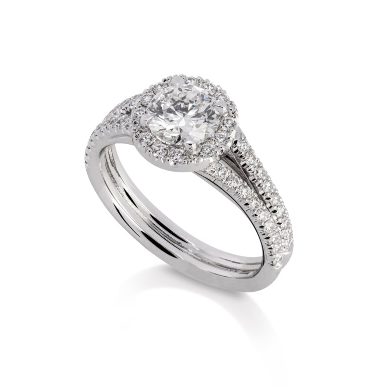 image of a Brilliant Cut 1.00ct Diamond Halo Ring in platinum