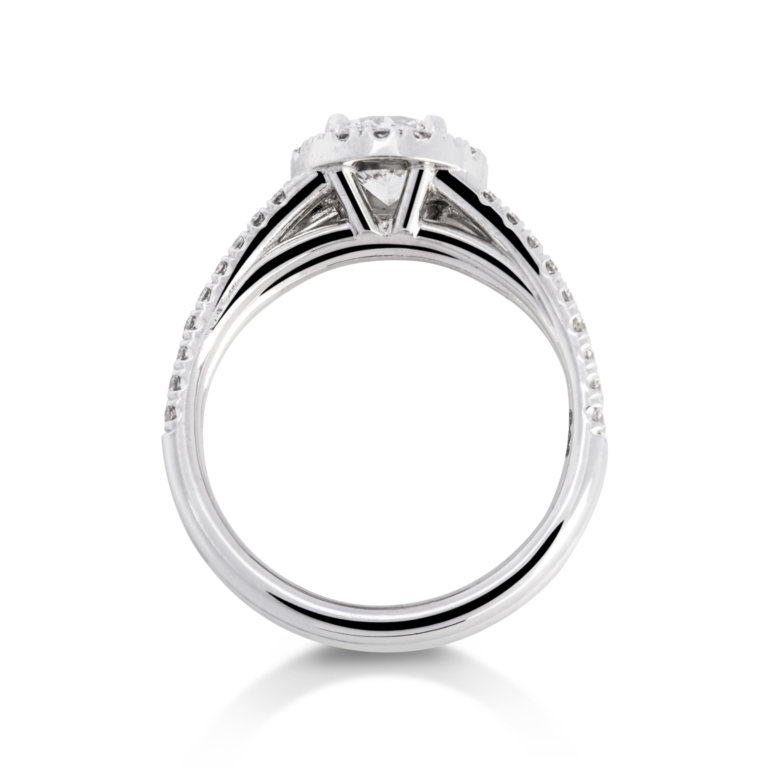 Image of a Brilliant Cut 1.00ct Diamond Halo Ring in platinum