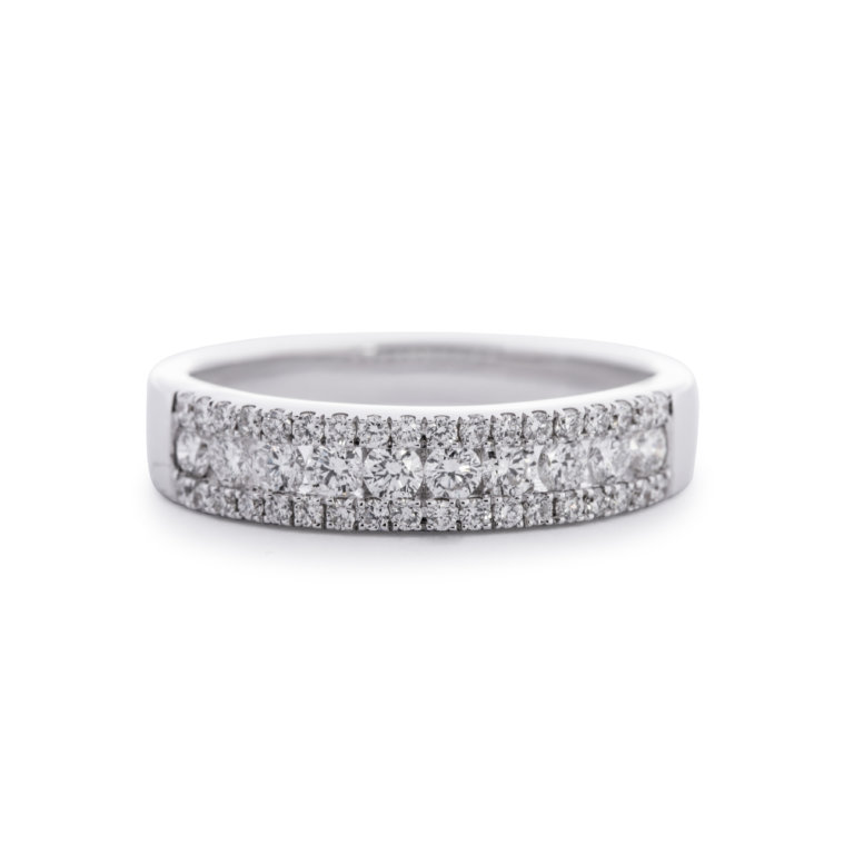 Brilliant Cut Diamond 0.67ct Three Row Ring