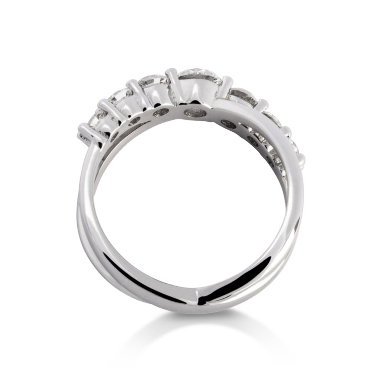 Image of a Brilliant Cut Diamond 1.00ct Crossover Ring in platinum