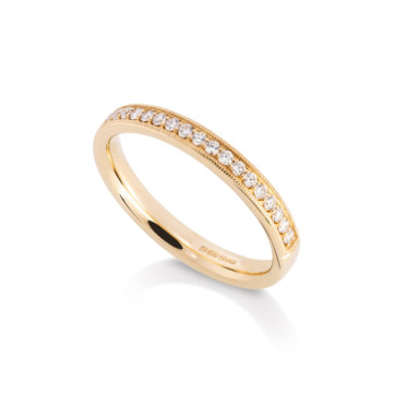 Image of a Brilliant Cut Diamond 0.21ct Milligrain Edge Wedding Band in yellow gold