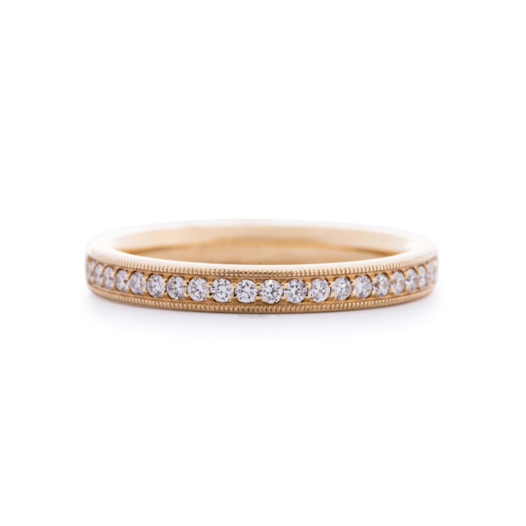 Brilliant Cut Diamond 0.21ct Milligrain Edge Wedding Band - Image 3