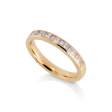 Image of a Baguette and Princess Cut Diamond 0.65ct Channel Set Wedding Band in yellow gold