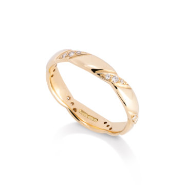 Image of a Twist Diamond Set Wedding Band in yellow gold