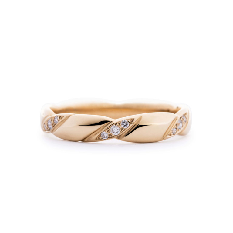 Twist Diamond Set Wedding Band