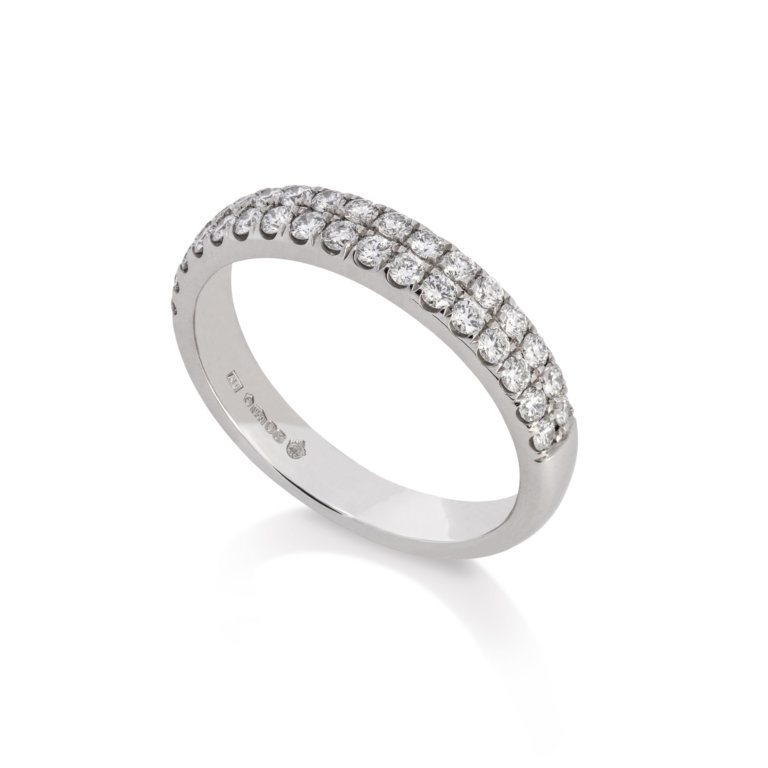 Image of a True Half 0.55ct Diamond Double Row Wedding Band in platinum