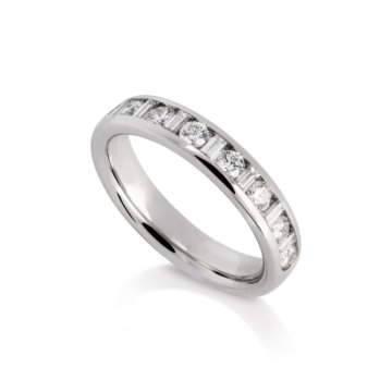 Image of a Baguette and Brilliant Cut Diamond 0.69ct Channel Set Wedding Band in platinum