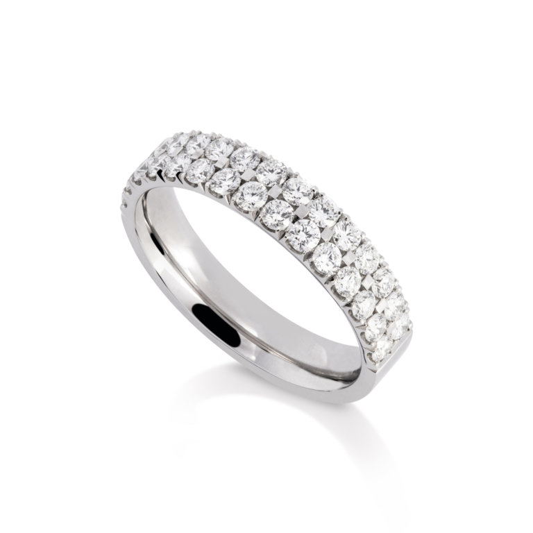 Image of a Brilliant Cut Diamond 0.90ct Two Row Wedding Band in platinum