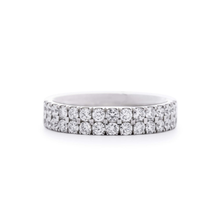 Brilliant Cut Diamond 0.90ct Two Row Wedding Band - Image 3