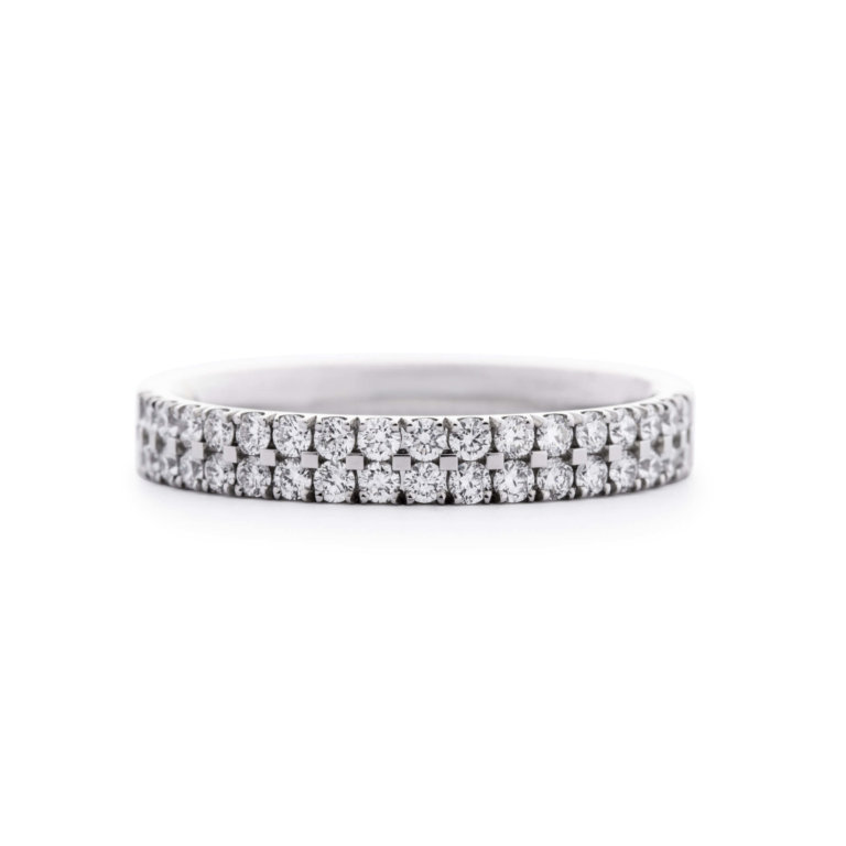 Brilliant Cut Diamond 0.57ct Two Row Wedding Band - Image 3