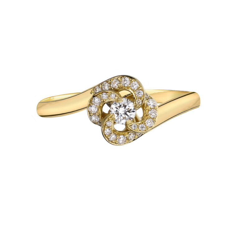 Image of a diamond and yellow gold ring