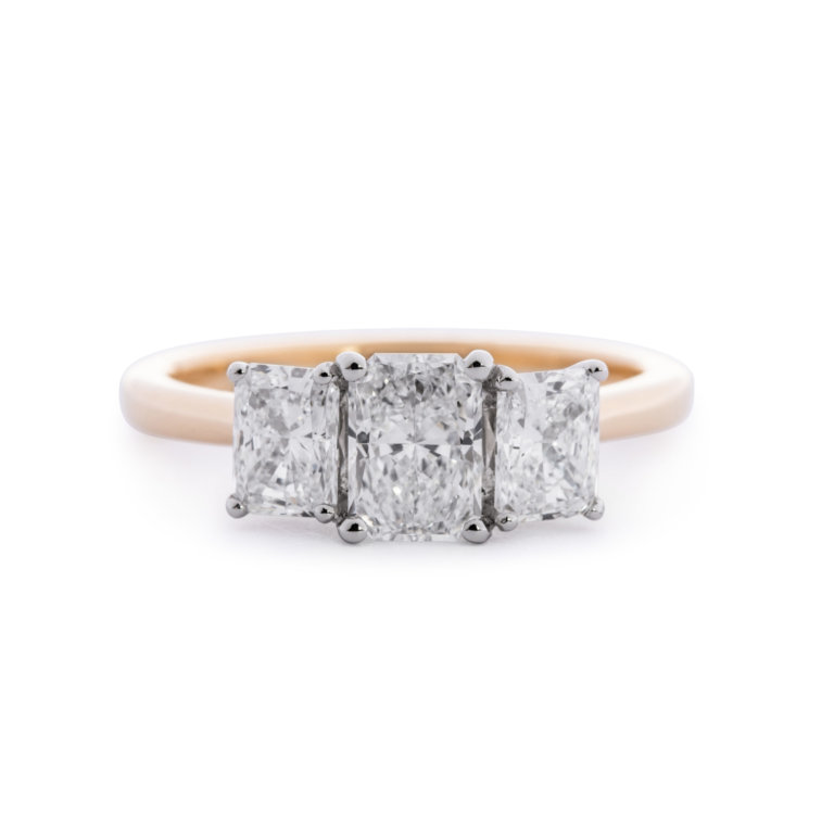 Radiant Cut 1.57ct Diamond Three Stone Ring