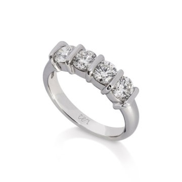 Image of a Brilliant Cut 1.33ct Diamond Bar-Set Four Stone Ring in platinum