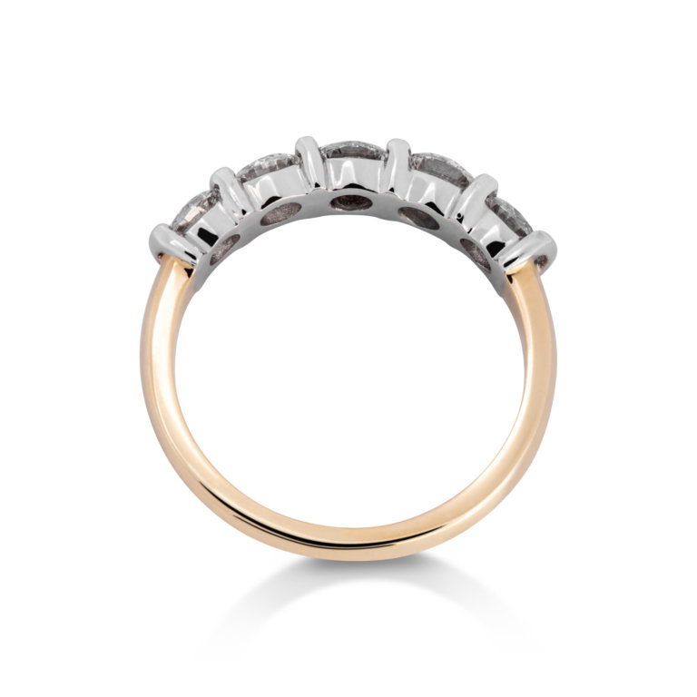 Image of a Brilliant Cut 1.18ct Diamond Bar-Set Five Stone Ring in yellow and white gold
