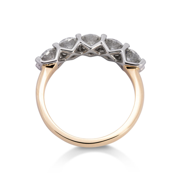 Image of a Brilliant Cut 1.53ct Diamond Five Stone Ring in platinum and yellow gold