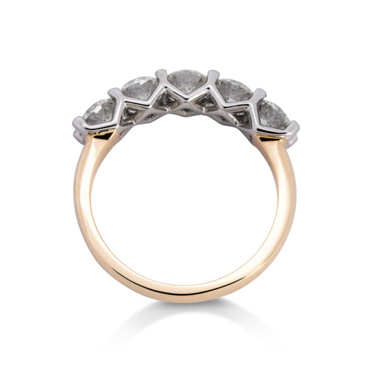Image of a Brilliant Cut 1.53ct Diamond Five Stone Ring in platinum and yellow gold