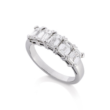 Image of an Emerald Cut 2.01ct Diamond Five Stone Ring in platinum