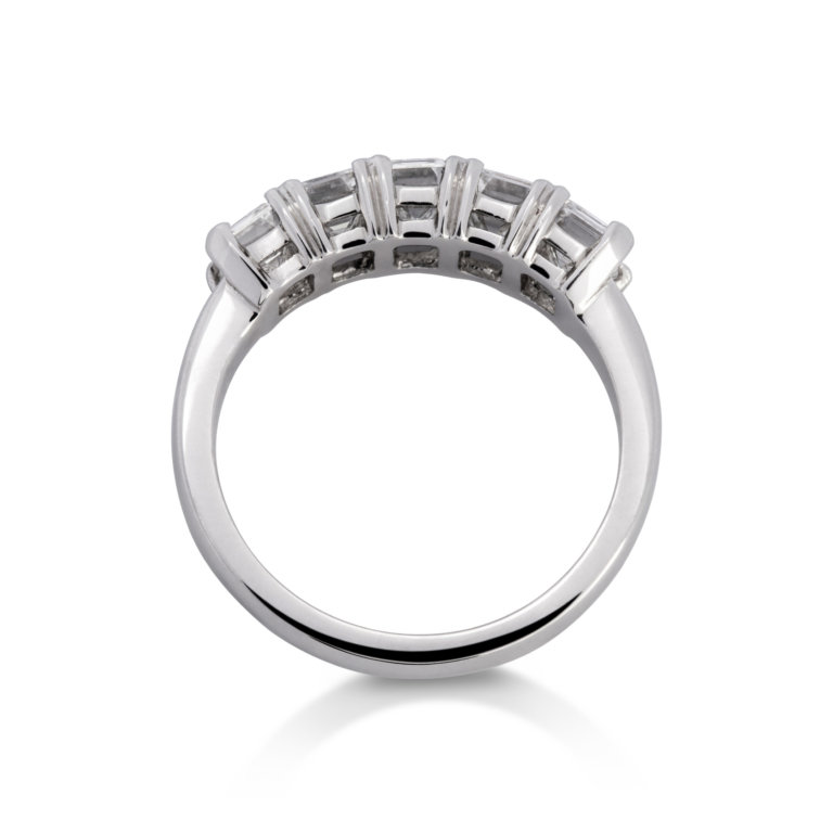 Image of an Emerald Cut 2.01ct Diamond Five Stone Ring in platinum