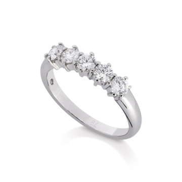 Image of a Brilliant Cut 0.79ct Diamond Claw Set Five Stone Ring in platinum