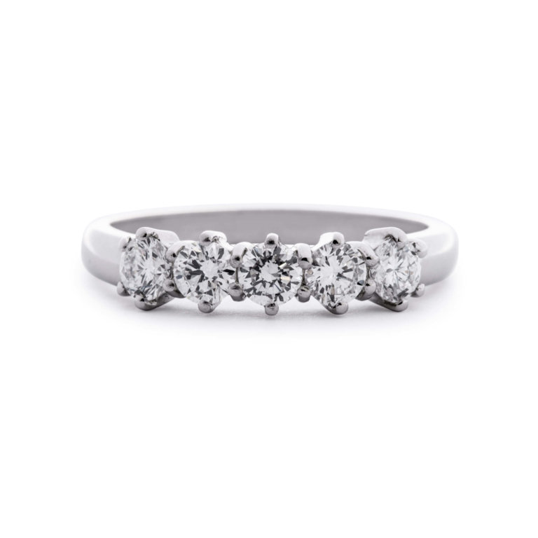 Brilliant Cut 0.79ct Diamond Claw Set Five Stone Ring