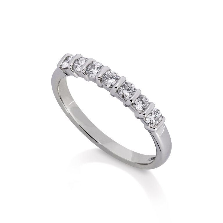 Image of a Brilliant Cut 0.50ct Diamond Bar-Set Seven Stone Ring in platinum