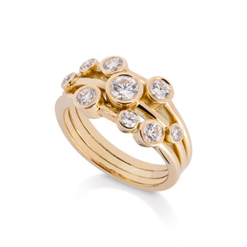 Image of a Brilliant Cut Diamond 1.01ct Scatter Ring in yellow gold