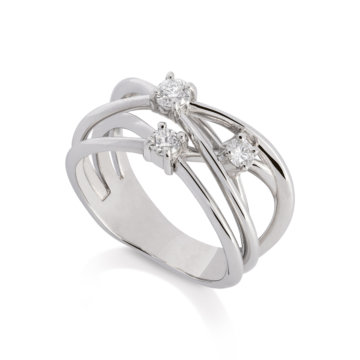 Image of a Brilliant Cut Diamond 0.29ct Crossover Weave Ring in platinum