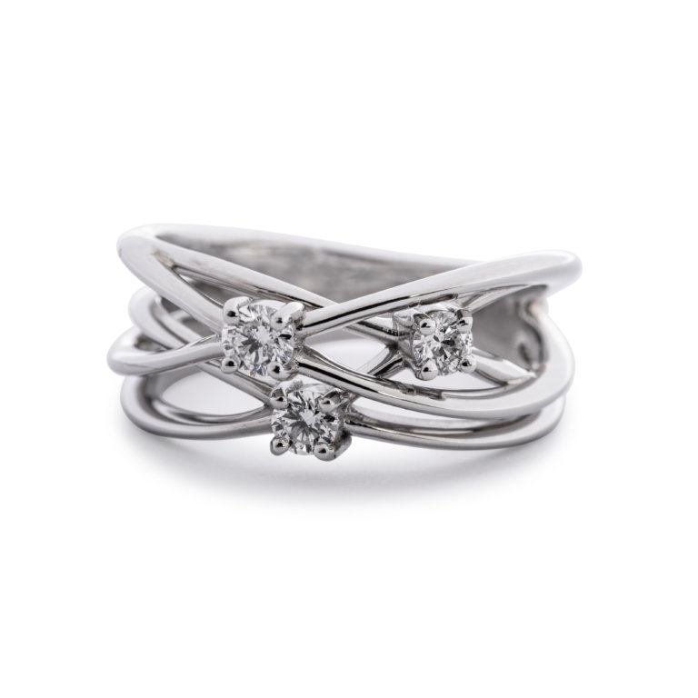 Brilliant Cut Diamond 0.29ct Crossover Weave Ring