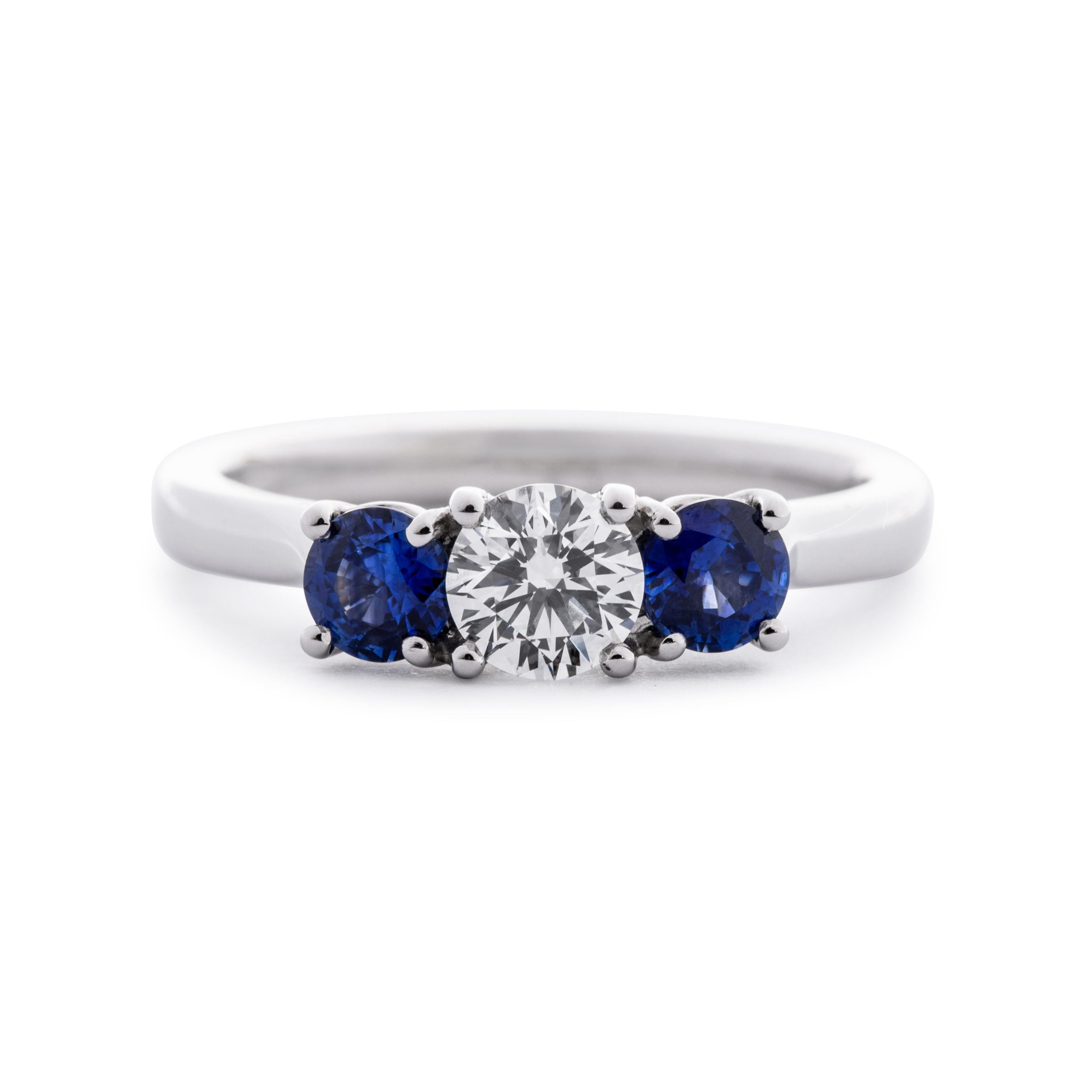 3 stone diamond and sapphire engagement rings discount