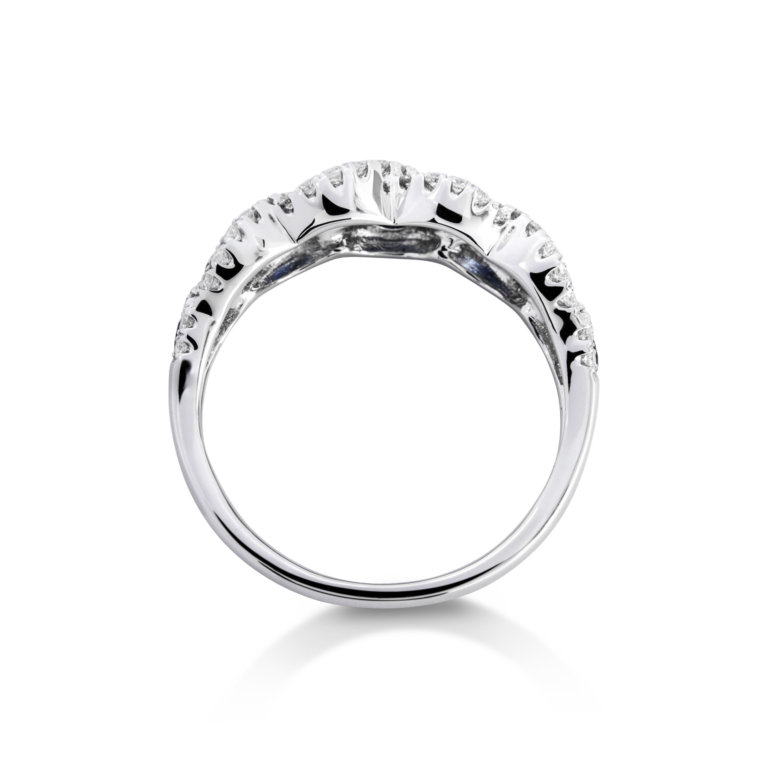 Image of a Sapphire and Diamond Lattice Ring in white gold