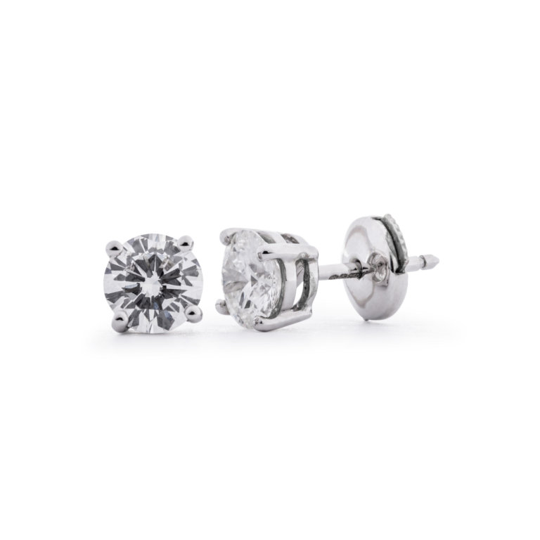 Image of a pair of Round Brilliant Cut 2.01ct Diamond Earrings