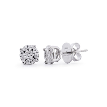 Image of a pair of white gold, Marquise and Princess Cut 0.66ct Diamond Earrings