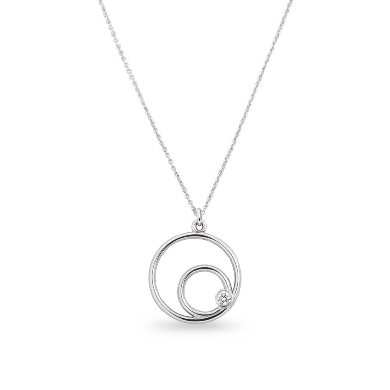 Image of a Brilliant Cut Diamond 0.13ct Eclipse Pendant in white gold