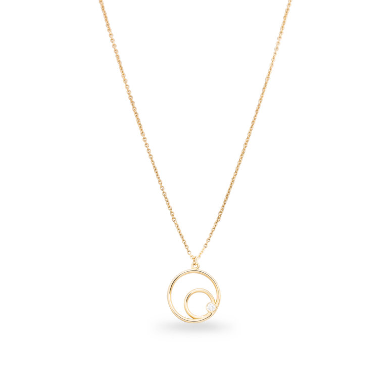 Image of a Brilliant Cut Diamond 0.06ct Eclipse Pendant in yellow gold