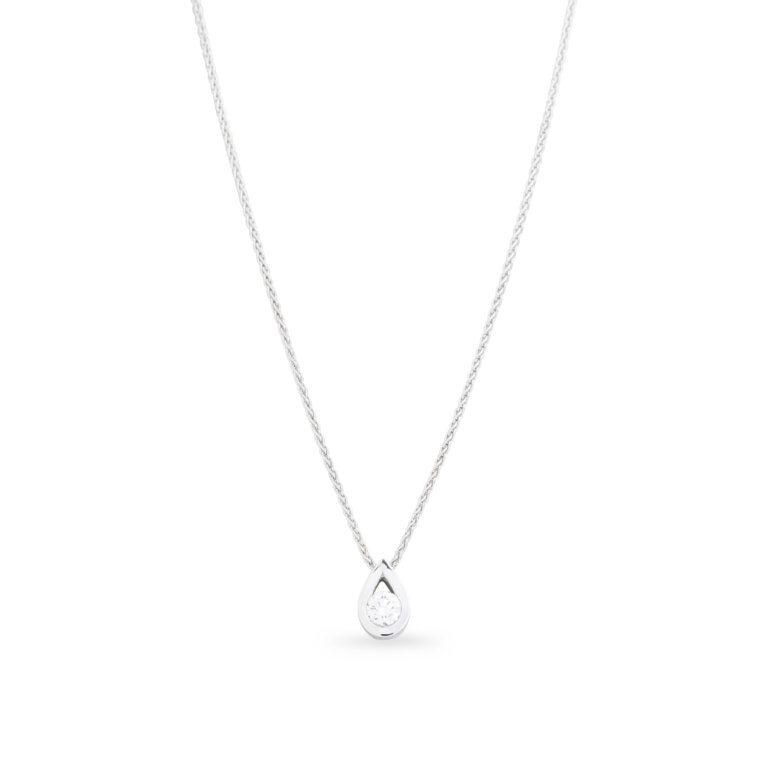 Image of a Brilliant Cut Diamond 0.26ct Tear Drop Pendant in white gold