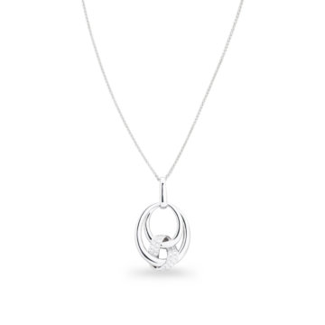 Image of a Brilliant Cut Diamond 0.36ct Double Oval Pendant and chain in white gold