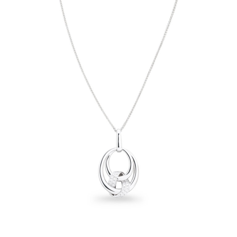 Image of a Brilliant Cut Diamond 0.36ct Double Oval Pendant and chain in white gold