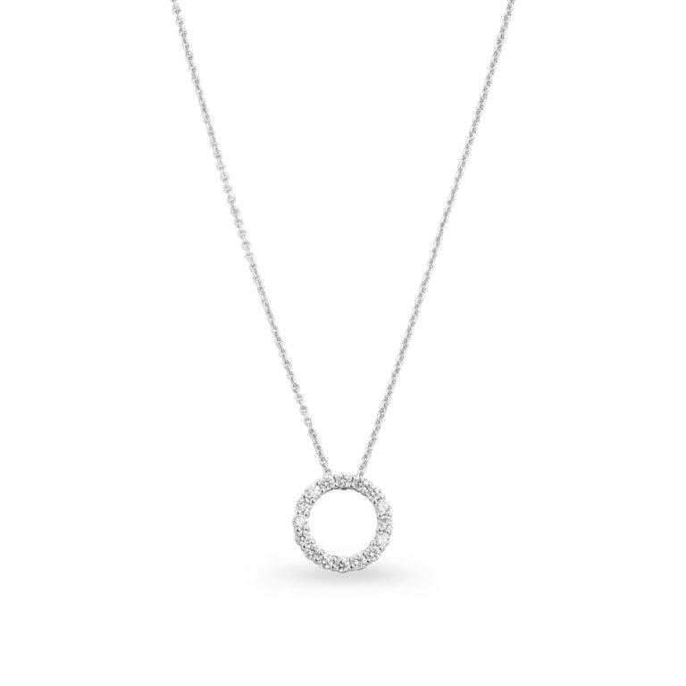 Image of a Brilliant Cut Diamond 0.50ct Small Circle Pendant in white gold