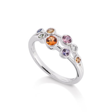 Image of a Rainbow Sapphire and Diamond Scatter Ring in platinum