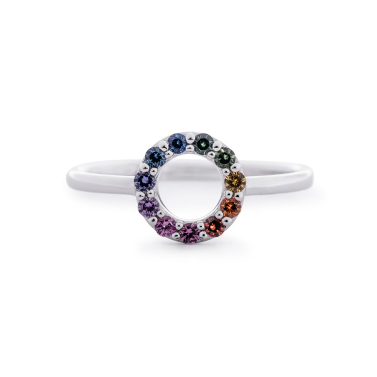 Image of a Rainbow Sapphire Circle Ring