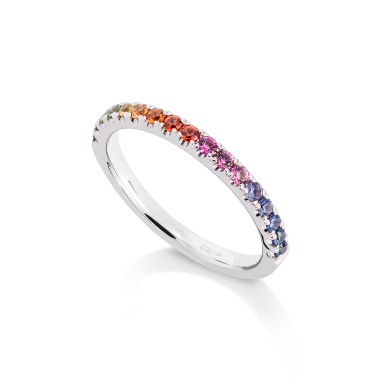 Image of a Rainbow Sapphire Ring in white gold