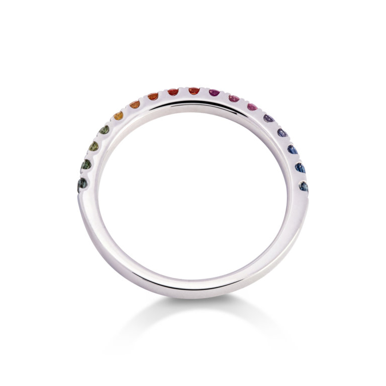 Image of a Rainbow Sapphire Ring in white gold