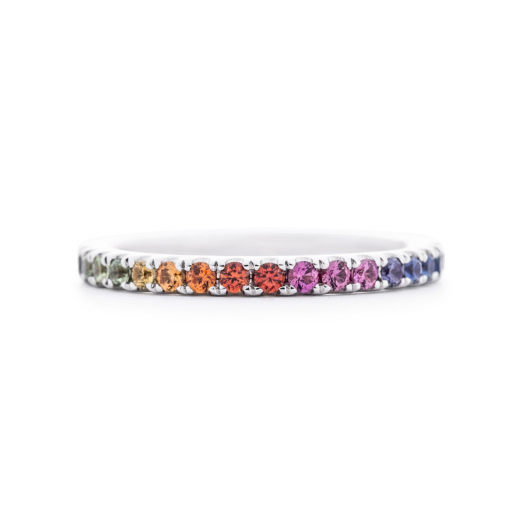 Image of a Rainbow Sapphire Ring in white gold