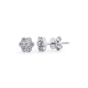 Image of a pair of Round Brilliant Cut 0.25ct Diamond Flower Cluster Earrings