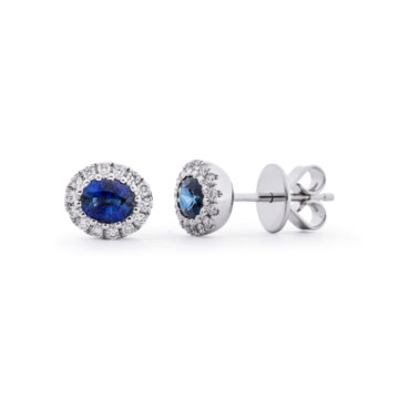 Image of a pair of Sapphire and Diamond Oval Cluster Earrings