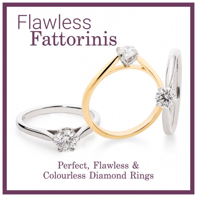 Image of 3 diamond rings for Flawless Fattorini range