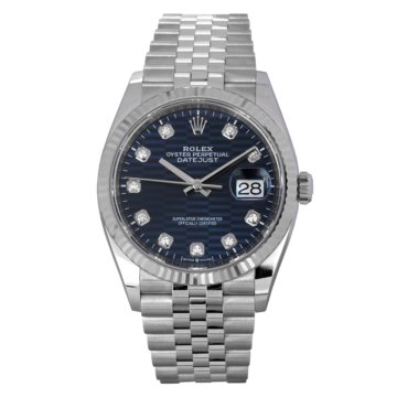 Image of a Rolex Datejust 36 Blue Motif Diamond Dot Dial watch