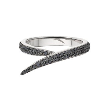 Image of a silver ring with black stones